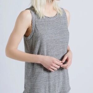 Current Elliott Grey Striped Muscle‎ Tee Tank Top in Racer Stripe  |Size 0 (XS)